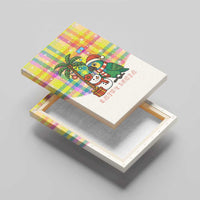 Saint Lucia Christmas Canvas Wall Art with Parrot Palm Tree Snowman and Plaid Holiday - Wonder Print Shop