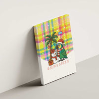 Saint Lucia Christmas Canvas Wall Art with Parrot Palm Tree Snowman and Plaid Holiday - Wonder Print Shop