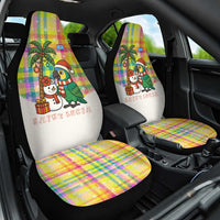 Saint Lucia Christmas Car Seat Cover with Parrot Palm Tree Snowman and Plaid Holiday - Wonder Print Shop