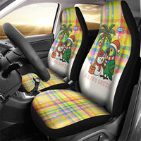 Saint Lucia Christmas Car Seat Cover with Parrot Palm Tree Snowman and Plaid Holiday - Wonder Print Shop