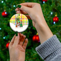 Saint Lucia Christmas Ceramic Ornament with Parrot Palm Tree Snowman and Plaid Holiday - Wonder Print Shop