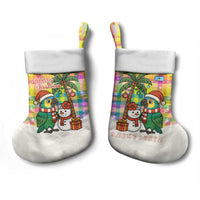 Saint Lucia Christmas Stocking with Parrot Palm Tree Snowman and Plaid Holiday - Wonder Print Shop