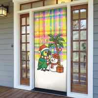 Saint Lucia Christmas Door Cover with Parrot Palm Tree Snowman and Plaid Holiday - Wonder Print Shop