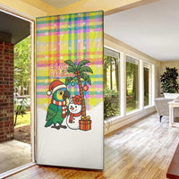 Saint Lucia Christmas Door Cover with Parrot Palm Tree Snowman and Plaid Holiday - Wonder Print Shop