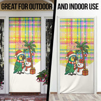 Saint Lucia Christmas Door Cover with Parrot Palm Tree Snowman and Plaid Holiday - Wonder Print Shop