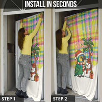 Saint Lucia Christmas Door Cover with Parrot Palm Tree Snowman and Plaid Holiday - Wonder Print Shop