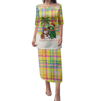 Saint Lucia Christmas Family Matching Puletasi and Hawaiian Shirt with Parrot Palm Tree Snowman and Plaid Holiday - Wonder Print Shop