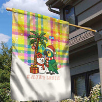 Saint Lucia Christmas Garden Flag with Parrot Palm Tree Snowman and Plaid Holiday - Wonder Print Shop
