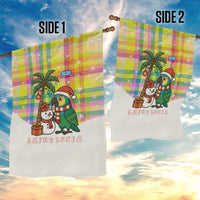 Saint Lucia Christmas Garden Flag with Parrot Palm Tree Snowman and Plaid Holiday - Wonder Print Shop
