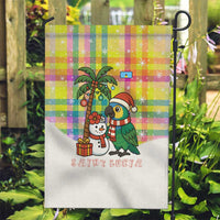 Saint Lucia Christmas Garden Flag with Parrot Palm Tree Snowman and Plaid Holiday - Wonder Print Shop