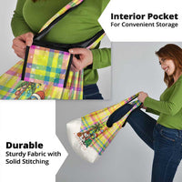 Saint Lucia Christmas Grocery Bag with Parrot Palm Tree Snowman and Plaid Holiday - Wonder Print Shop