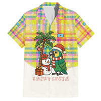 Saint Lucia Christmas Hawaiian Shirt with Parrot Palm Tree Snowman and Plaid Holiday - Wonder Print Shop