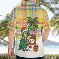 Saint Lucia Christmas Hawaiian Shirt with Parrot Palm Tree Snowman and Plaid Holiday - Wonder Print Shop