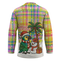 Saint Lucia Christmas Hockey Jersey with Parrot Palm Tree Snowman and Plaid Holiday - Wonder Print Shop