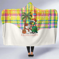 Saint Lucia Christmas Hooded Blanket with Parrot Palm Tree Snowman and Plaid Holiday - Wonder Print Shop