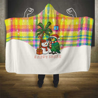Saint Lucia Christmas Hooded Blanket with Parrot Palm Tree Snowman and Plaid Holiday - Wonder Print Shop