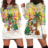 Saint Lucia Christmas Hoodie Dress with Parrot Palm Tree Snowman and Plaid Holiday - Wonder Print Shop