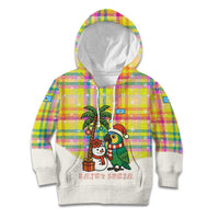 Saint Lucia Christmas Kid Hoodie with Parrot Palm Tree Snowman and Plaid Holiday - Wonder Print Shop