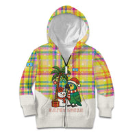 Saint Lucia Christmas Kid Hoodie with Parrot Palm Tree Snowman and Plaid Holiday - Wonder Print Shop