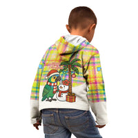Saint Lucia Christmas Kid Hoodie with Parrot Palm Tree Snowman and Plaid Holiday - Wonder Print Shop