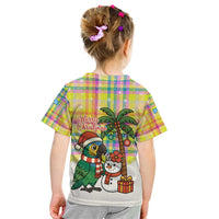 Saint Lucia Christmas Kid T Shirt with Parrot Palm Tree Snowman and Plaid Holiday - Wonder Print Shop