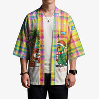 Saint Lucia Christmas Kimono with Parrot Palm Tree Snowman and Plaid Holiday - Wonder Print Shop