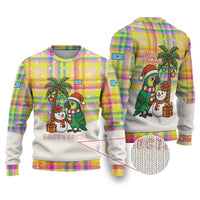 Saint Lucia Christmas Ugly Christmas Sweater with Parrot Palm Tree Snowman and Plaid Holiday - Wonder Print Shop