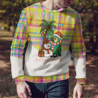 Saint Lucia Christmas Ugly Christmas Sweater with Parrot Palm Tree Snowman and Plaid Holiday - Wonder Print Shop