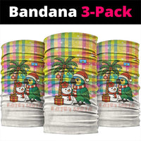 Saint Lucia Christmas Neck Gaiter with Parrot Palm Tree Snowman and Plaid Holiday - Wonder Print Shop