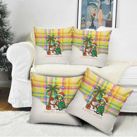 Saint Lucia Christmas Pillow Cover with Parrot Palm Tree Snowman and Plaid Holiday - Wonder Print Shop