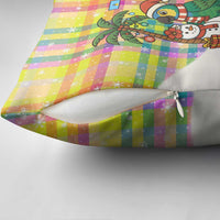 Saint Lucia Christmas Pillow Cover with Parrot Palm Tree Snowman and Plaid Holiday - Wonder Print Shop