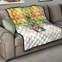 Saint Lucia Christmas Quilt with Parrot Palm Tree Snowman and Plaid Holiday - Wonder Print Shop
