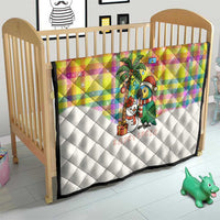 Saint Lucia Christmas Quilt with Parrot Palm Tree Snowman and Plaid Holiday - Wonder Print Shop