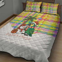 Saint Lucia Christmas Quilt Bed Set with Parrot Palm Tree Snowman and Plaid Holiday - Wonder Print Shop