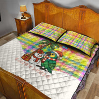 Saint Lucia Christmas Quilt Bed Set with Parrot Palm Tree Snowman and Plaid Holiday - Wonder Print Shop