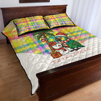 Saint Lucia Christmas Quilt Bed Set with Parrot Palm Tree Snowman and Plaid Holiday - Wonder Print Shop