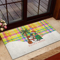 Saint Lucia Christmas Rubber Doormat with Parrot Palm Tree Snowman and Plaid Holiday - Wonder Print Shop
