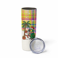 Saint Lucia Christmas Skinny Tumbler with Parrot Palm Tree Snowman and Plaid Holiday - Wonder Print Shop