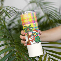Saint Lucia Christmas Skinny Tumbler with Parrot Palm Tree Snowman and Plaid Holiday - Wonder Print Shop