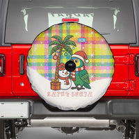Saint Lucia Christmas Spare Tire Cover with Parrot Palm Tree Snowman and Plaid Holiday - Wonder Print Shop
