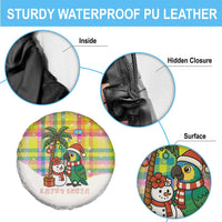 Saint Lucia Christmas Spare Tire Cover with Parrot Palm Tree Snowman and Plaid Holiday - Wonder Print Shop