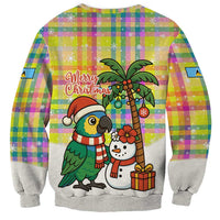 Saint Lucia Christmas Sweatshirt with Parrot Palm Tree Snowman and Plaid Holiday - Wonder Print Shop