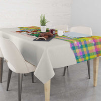 Saint Lucia Christmas Tablecloth with Parrot Palm Tree Snowman and Plaid Holiday - Wonder Print Shop