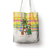 Saint Lucia Christmas Tote Bag with Parrot Palm Tree Snowman and Plaid Holiday - Wonder Print Shop