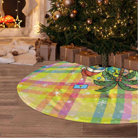 Saint Lucia Christmas Tree Skirt with Parrot Palm Tree Snowman and Plaid Holiday - Wonder Print Shop