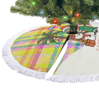 Saint Lucia Christmas Tree Skirt with Parrot Palm Tree Snowman and Plaid Holiday - Wonder Print Shop