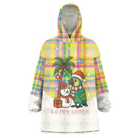 Saint Lucia Christmas Wearable Blanket Hoodie with Parrot Palm Tree Snowman and Plaid Holiday - Wonder Print Shop