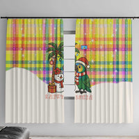 Saint Lucia Christmas Window Curtain with Parrot Palm Tree Snowman and Plaid Holiday - Wonder Print Shop