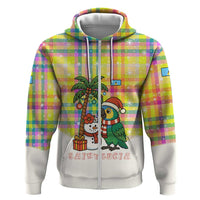 Saint Lucia Christmas Zip Hoodie with Parrot Palm Tree Snowman and Plaid Holiday - Wonder Print Shop