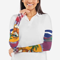 West Indies Christmas Arm Sleeves with Tropical Snowman Palm Tree Gingerbread and Plaid Design - Wonder Print Shop